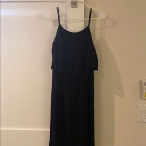 Long black lace top maxi dress
